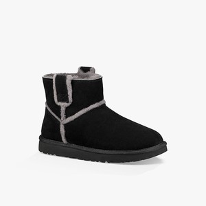 Ugg Classic Mini Spill Seam Women Classic Boots Black (6039MPNQZ)